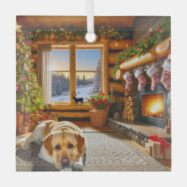 Geel Labrador-vakantieglasornament Glas Ornament