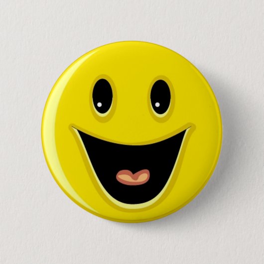 Geel lachen glimlachen ronde button 5,7 cm (Voorkant)