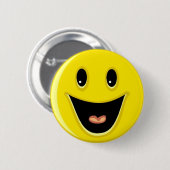 Geel lachen glimlachen ronde button 5,7 cm (Voorkant /achterkant)
