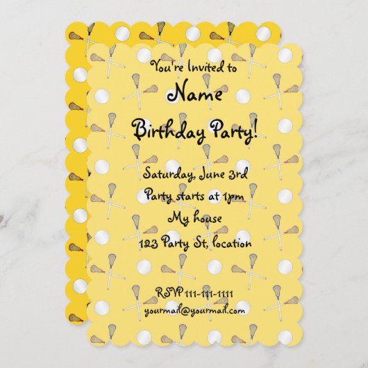 Geel lacrossepatroon kaart (Voorkant / Achterkant)