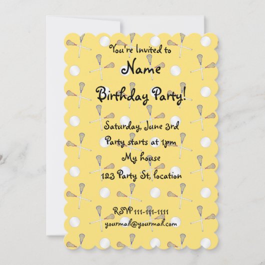 Geel lacrossepatroon kaart (Voorkant)