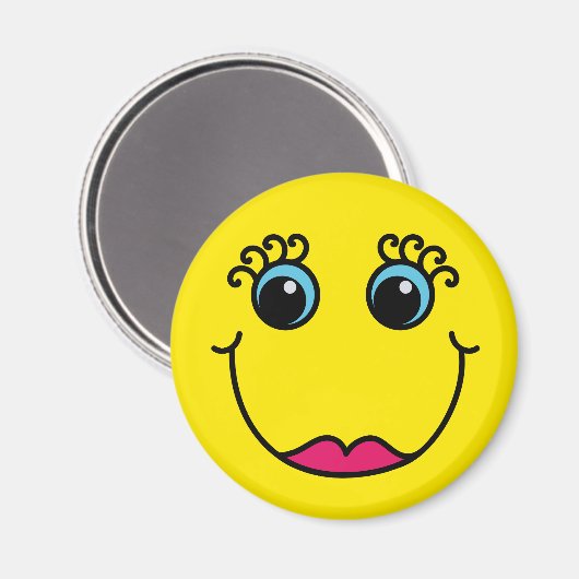 Geel Lady Emoji Gezicht Magneet (Voorkant / Achterkant)