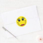Geel Lady Emoji Gezicht Ronde Sticker (Envelop)