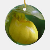 Geel Lady Slipper Flower Ornament (Voorkant)