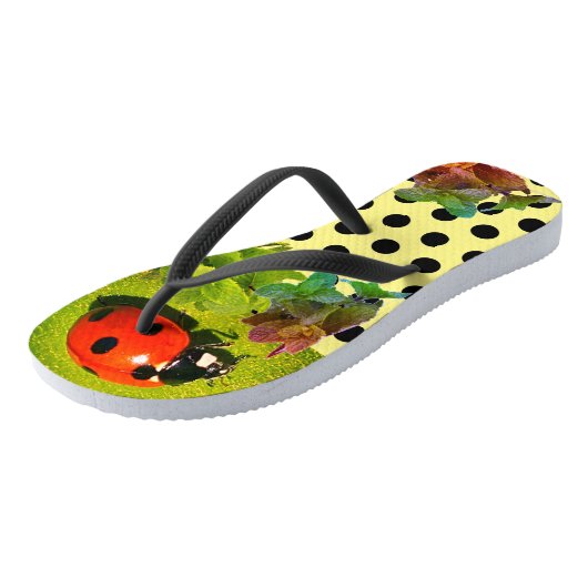 Geel Ladybug Fun Adult Teenslippers (Schuin)