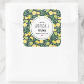 Geel laemon en Limoen fruitpatroonkeuken Vierkante Sticker (Tas)