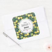 Geel laemon en Limoen fruitpatroonkeuken Vierkante Sticker (Envelop)