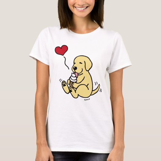 Geel lak met ijskap met rood hart t-shirt (Voorkant)