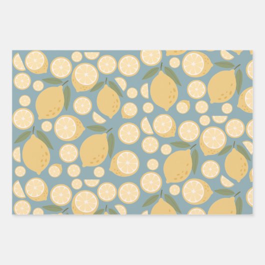 Geel lamon Seamless Patroon Inpakpapier Vel (Voorkant)