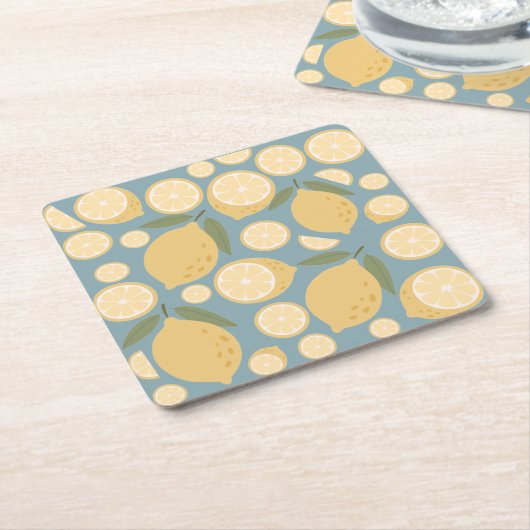 Geel lamon Seamless Patroon Kartonnen Onderzetters (Schuin)