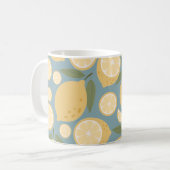 Geel lamon Seamless Patroon Koffiemok (Voorkant links)