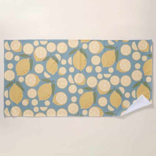 Geel lamon Seamless Patroon Strandlaken (Voorkant)