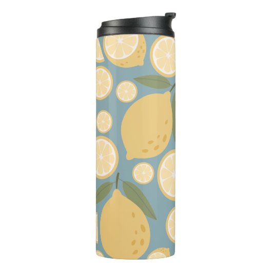 Geel lamon Seamless Patroon Thermosbeker (Gedraaid links)