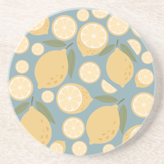 Geel lamon Seamless Patroon Zandsteen Onderzetter (Voorkant)