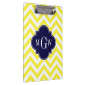 Geel lamsvlees Chevron Navy Quatrefoil 3 Monogram Klembord (Rechts)