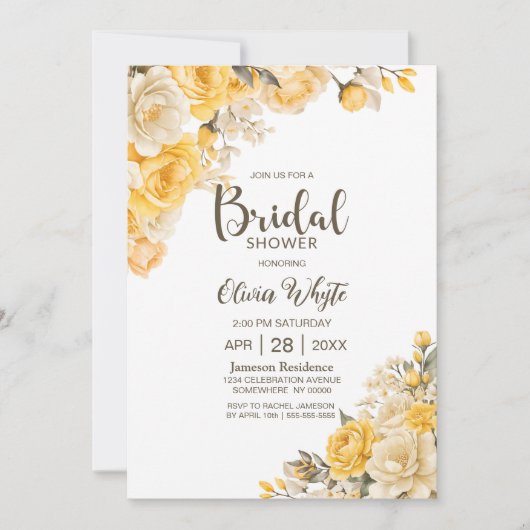 Geel Land Roos Bloemen Vrijgezellenfeest Kaart (Voorkant)