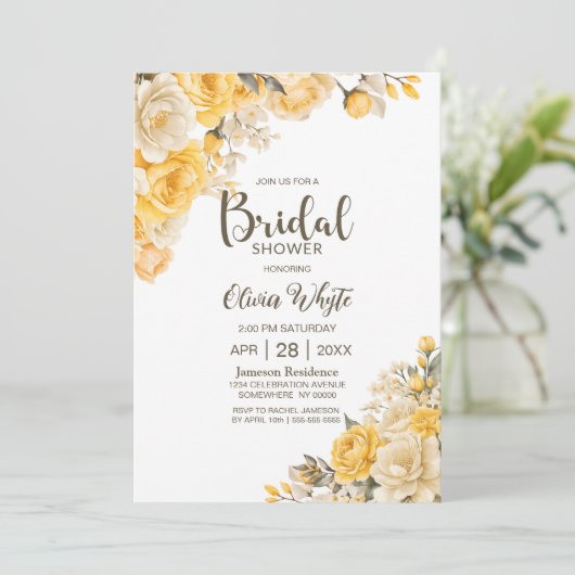 Geel Land Roos Bloemen Vrijgezellenfeest Kaart (Staand voorkant)