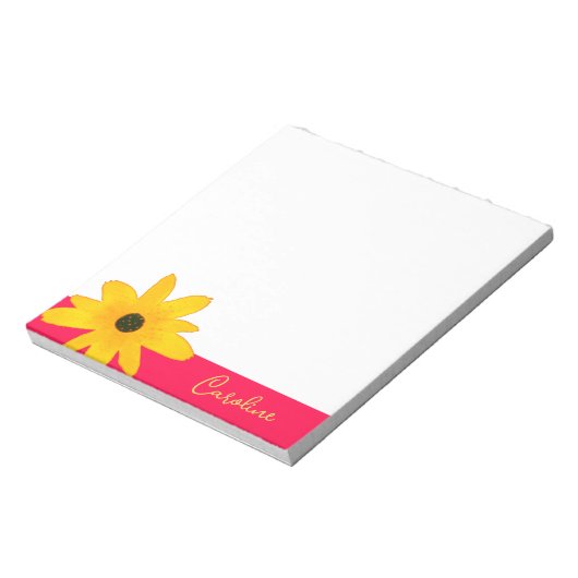 Geel Land Zonnebloem Aangepaste tekst Notitieblok (Linkerzijde)