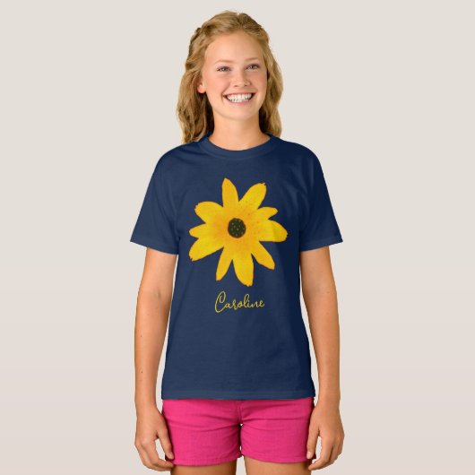Geel Land Zonnebloem Aangepaste tekst T-shirt (Voorkant volledig)