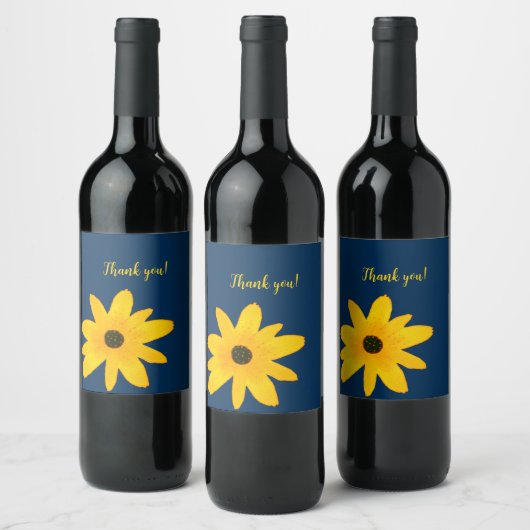 Geel Land Zonnebloem Aangepaste tekst Wijn Etiket (Flessen)