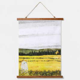 Geel landschap hangend wandkleed