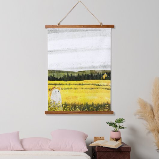 Geel landschap hangend wandkleed (Slaapkamer)