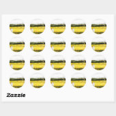 Geel landschap ronde sticker (Vel)