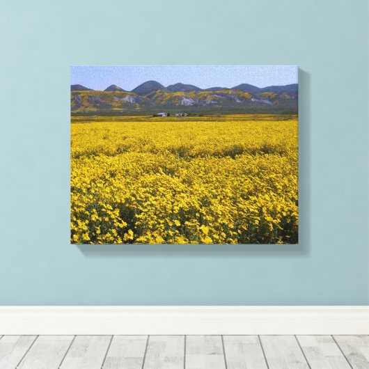 Geel landschap van de bloem canvas afdruk (Insitu (Houten vloer))