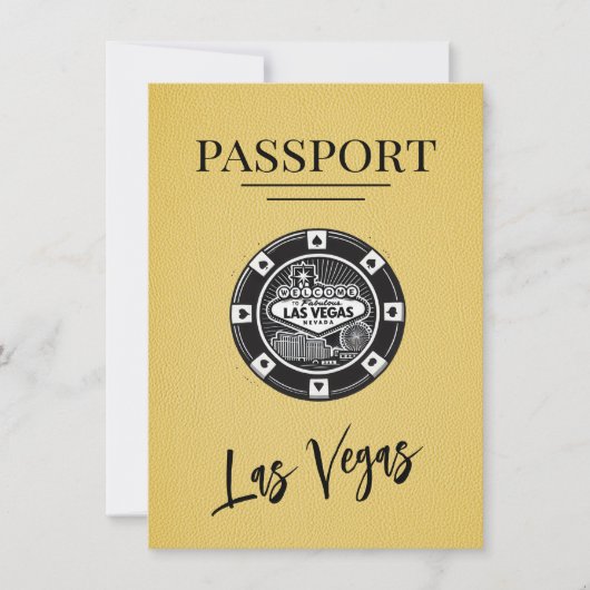 Geel Las Vegas paspoort Bewaar de datum Save The Date (Voorkant)