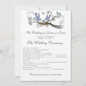 Geel & Lavendel  Lovebird Trouwprogramma Kaart (Voorkant)