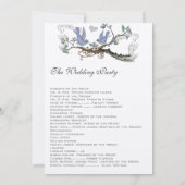 Geel & Lavendel  Lovebird Trouwprogramma Kaart (Achterkant)