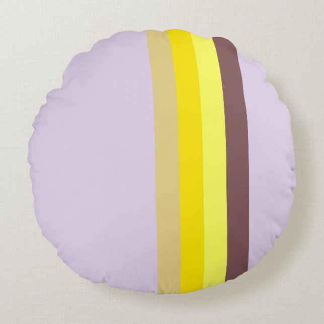 Geel lavendelbruin rond kussen (Voorkant)