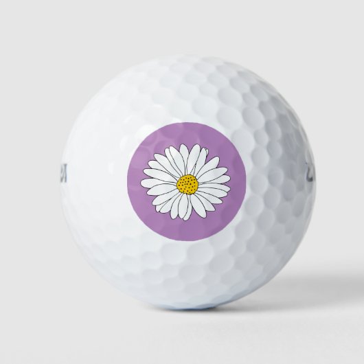 Geel lavender & White Daisy Golfballen (Voorkant)