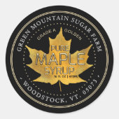 Geel leder leder Editable Maple Syrup Label (Voorkant)