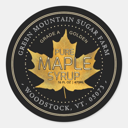 Geel leder leder Editable Maple Syrup Label (Voorkant)
