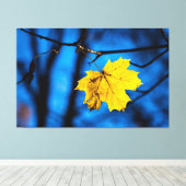 Geel leder op blauw canvas afdruk (Insitu (Houten vloer))