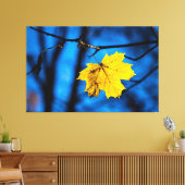 Geel leder op blauw canvas afdruk (Insitu (Woonkamer))