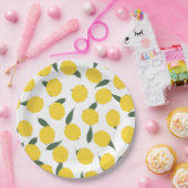 Geel leemon en groene bladeren papieren bordje (Feest)