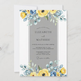 Geel Leisteen Grijs Elegant Lentewedding Kaart