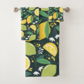 Geel lemon en groen Limoen fruitpatroon Bad Handdoek (Insitu)