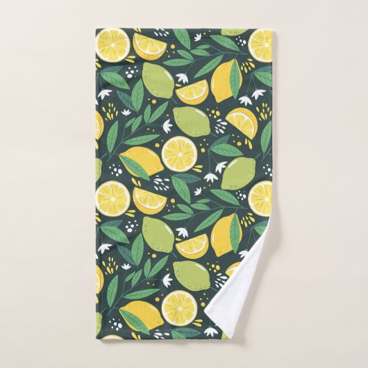 Geel lemon en groen Limoen fruitpatroon Bad Handdoek (Handdoek)