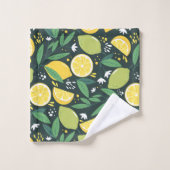 Geel lemon en groen Limoen fruitpatroon Bad Handdoek (Wasdoekje)