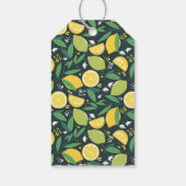 Geel lemon en groen Limoen fruitpatroon Cadeaulabel (Achterkant)