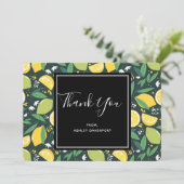 Geel lemon en groen Limoen fruitpatroon Dank u wel Bedankkaart (Staand voorkant)