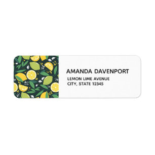 Geel lemon en groen Limoen fruitpatroon Etiket