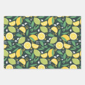 Geel lemon en groen Limoen fruitpatroon Inpakpapier Vel (Voorkant)