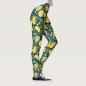 Geel lemon en groen Limoen fruitpatroon Leggings (Rechts)