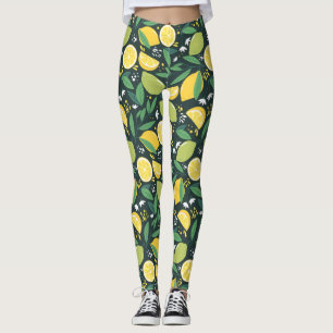Geel lemon en groen Limoen fruitpatroon Leggings