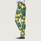 Geel lemon en groen Limoen fruitpatroon Leggings (Links)