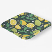Geel lemon en groen Limoen fruitpatroon Papieren Bordje (Gebogen)